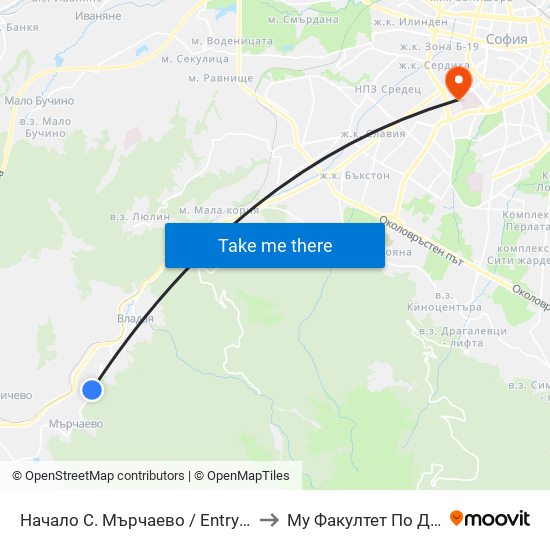 Начало С. Мърчаево / Entry To Marchaevo Village (1130) to Му Факултет По Дентална Медицина map
