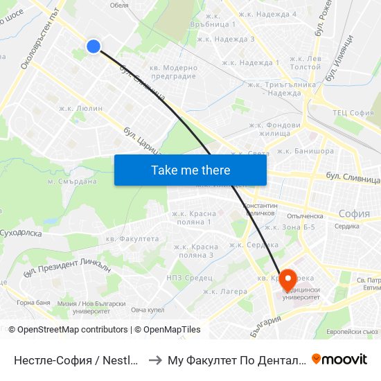Нестле-София / Nestle Sofia (1141) to Му Факултет По Дентална Медицина map