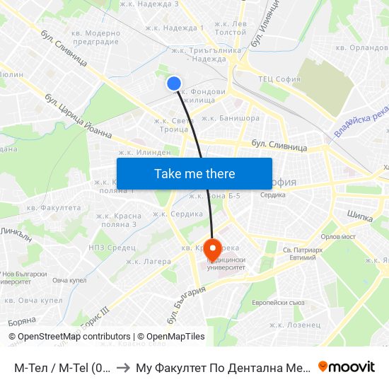 М-Тел / M-Tel (0752) to Му Факултет По Дентална Медицина map