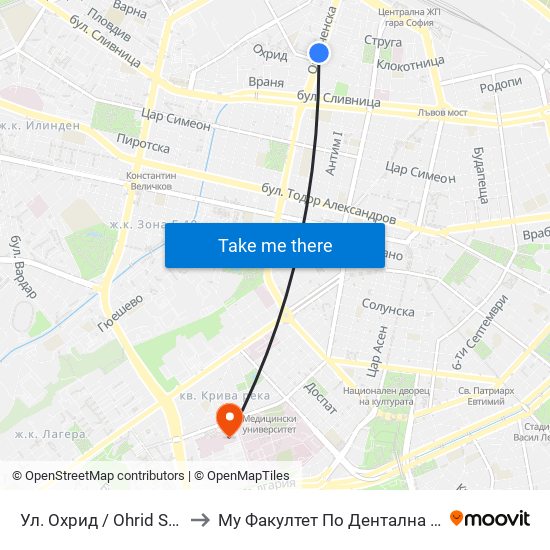 Ул. Охрид / Ohrid St. (2105) to Му Факултет По Дентална Медицина map