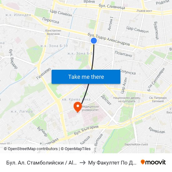 Бул. Ал. Стамболийски / Al. Stamboliyski Blvd. (0284) to Му Факултет По Дентална Медицина map