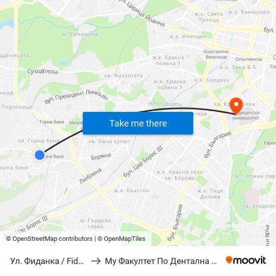 Ул. Фиданка / Fidanka St. to Му Факултет По Дентална Медицина map