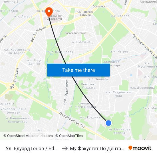 Ул. Едуард Генов / Edward Genov St. to Му Факултет По Дентална Медицина map