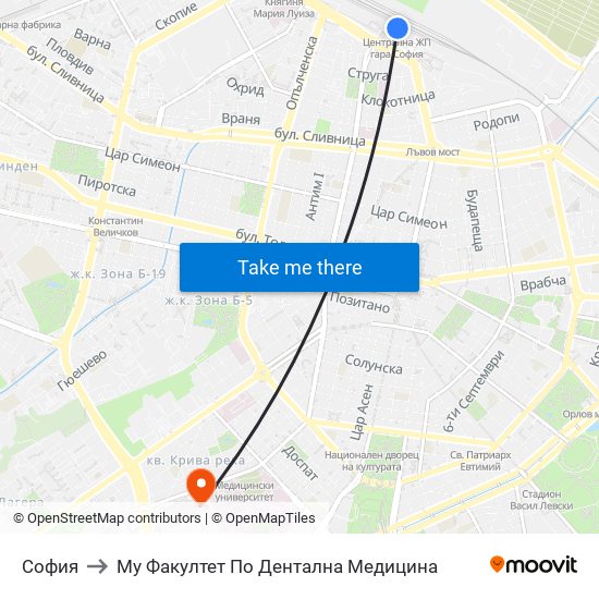 София to Му Факултет По Дентална Медицина map