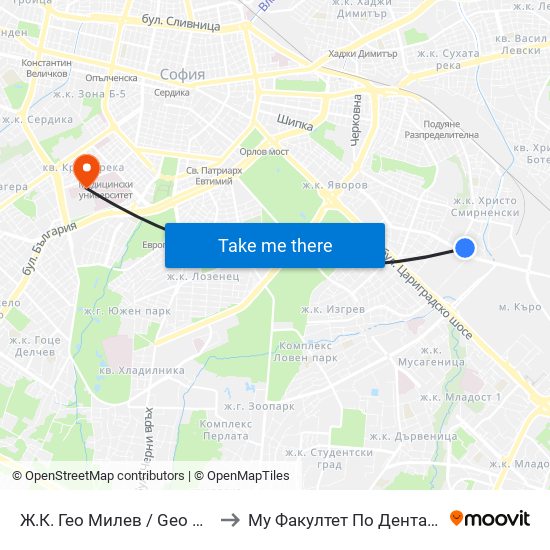 Ж.К. Гео Милев / Geo Milev Qr. (2595) to Му Факултет По Дентална Медицина map