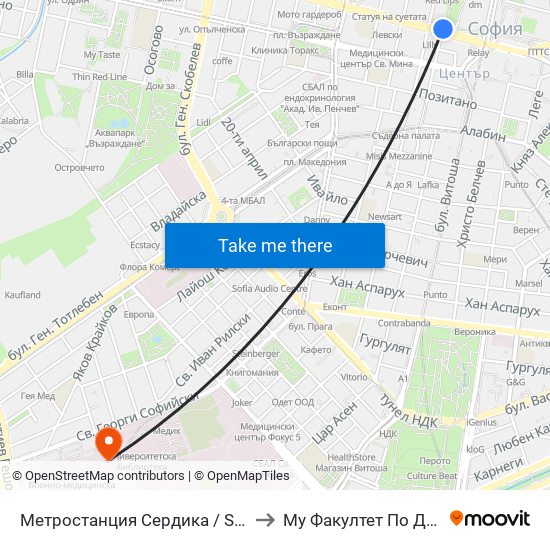 Метростанция Сердика / Serdika Metro Station (6459) to Му Факултет По Дентална Медицина map