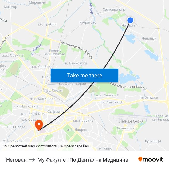 Негован to Му Факултет По Дентална Медицина map