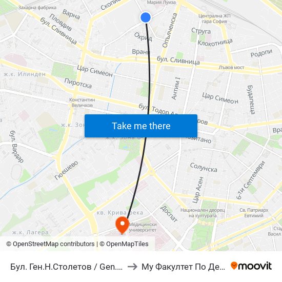 Бул. Ген.Н.Столетов / Gen. N. Stoletov Blvd. (0340) to Му Факултет По Дентална Медицина map