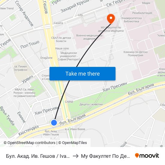 Бул. Акад. Ив. Гешов / Ivan Geshov Blvd. (2804) to Му Факултет По Дентална Медицина map