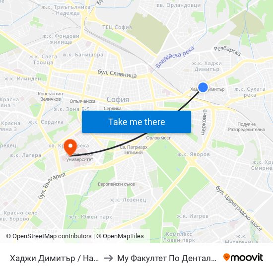 Хаджи Димитър / Hadzhi Dimitar to Му Факултет По Дентална Медицина map