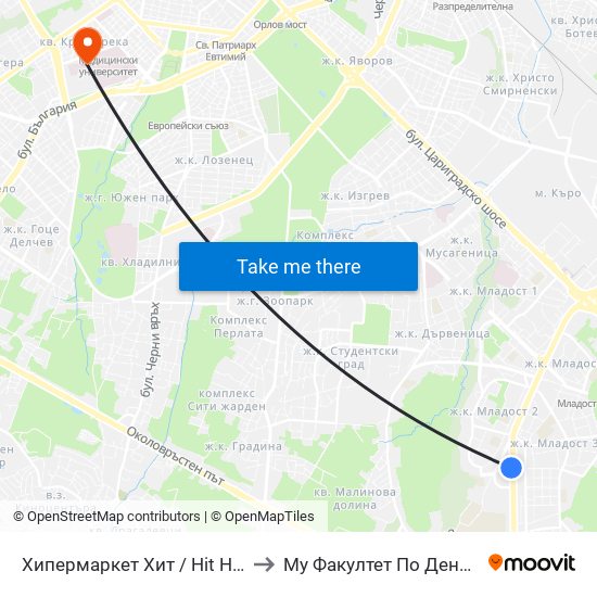 Хипермаркет Хит / Hit Hypermarket (6680) to Му Факултет По Дентална Медицина map