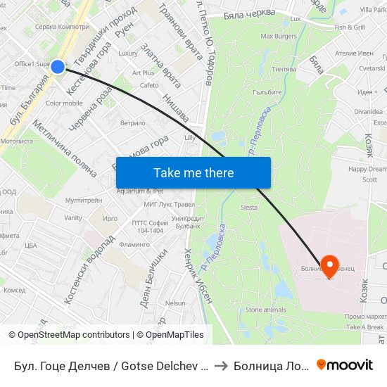 Бул. Гоце Делчев / Gotse Delchev Blvd. (0313) to Болница Лозенец map