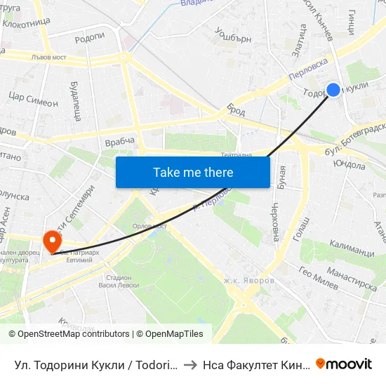 Ул. Тодорини Кукли / Todorini Kukli St. (2214) to Нса Факултет Кинезитерапия map