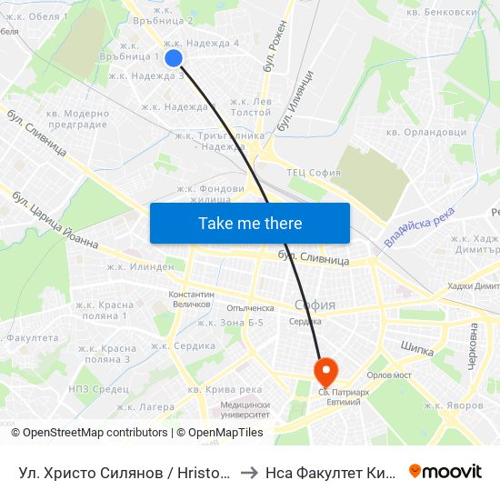 Ул. Христо Силянов / Hristo Silyanov St. (0331) to Нса Факултет Кинезитерапия map