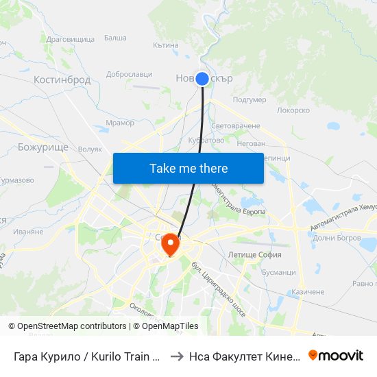 Гара Курило / Kurilo Train Station (0457) to Нса Факултет Кинезитерапия map