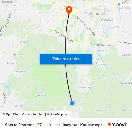 Ярема / Yarema (2760) to Нса Факултет Кинезитерапия map