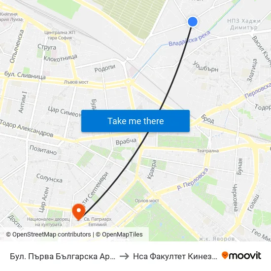 Бул. Първа Българска Армия (6575) to Нса Факултет Кинезитерапия map