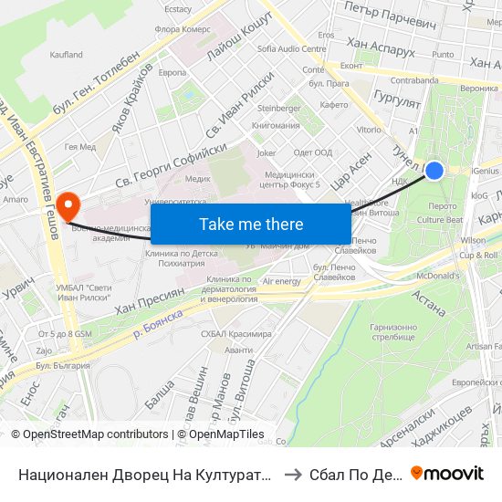 Национален Дворец На Културата / National Palace Of Culture (1139) to Сбал По Детски Болести map