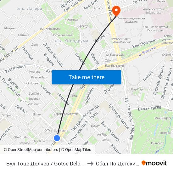 Бул. Гоце Делчев / Gotse Delchev Blvd. (0308) to Сбал По Детски Болести map