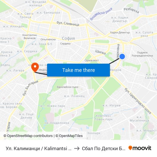 Ул. Калиманци / Kalimantsi St. (1972) to Сбал По Детски Болести map