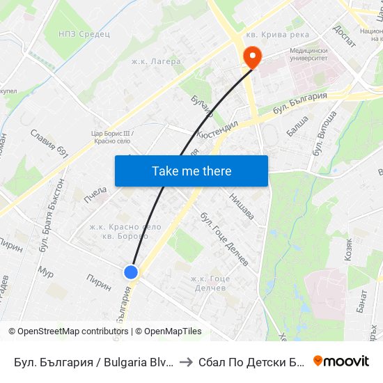 Бул. България / Bulgaria Blvd. (6564) to Сбал По Детски Болести map