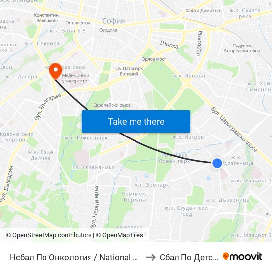 Нсбал По Онкология / National Oncology Hospital (0764) to Сбал По Детски Болести map