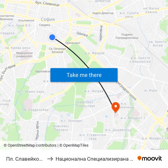 Пл. Славейков / Slaveykov Sq. (1908) to Национална Специализирана Болница За Активно Лечение По Онкология map