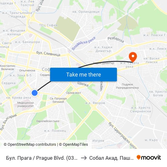 Бул. Прага / Prague Blvd. (0365) to Собал Акад. Пашев map