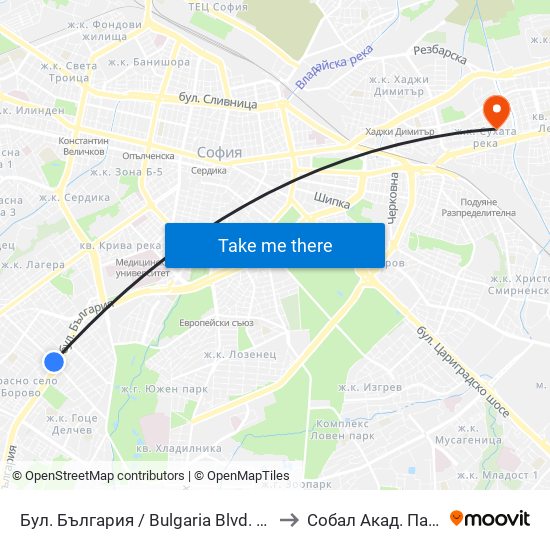 Бул. България / Bulgaria Blvd. (0290) to Собал Акад. Пашев map