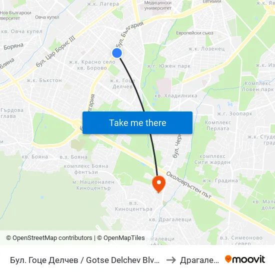 Бул. Гоце Делчев / Gotse Delchev Blvd. (0314) to Драгалевци map