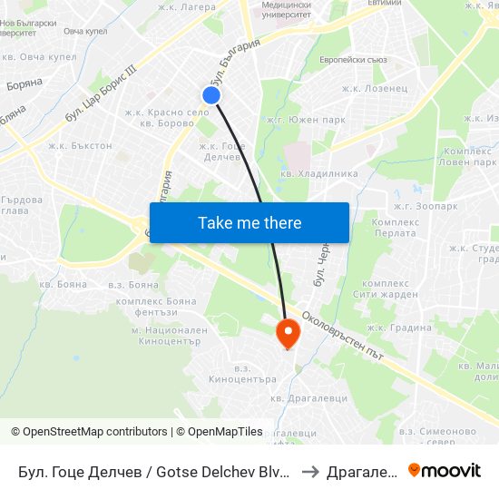 Бул. Гоце Делчев / Gotse Delchev Blvd. (0313) to Драгалевци map