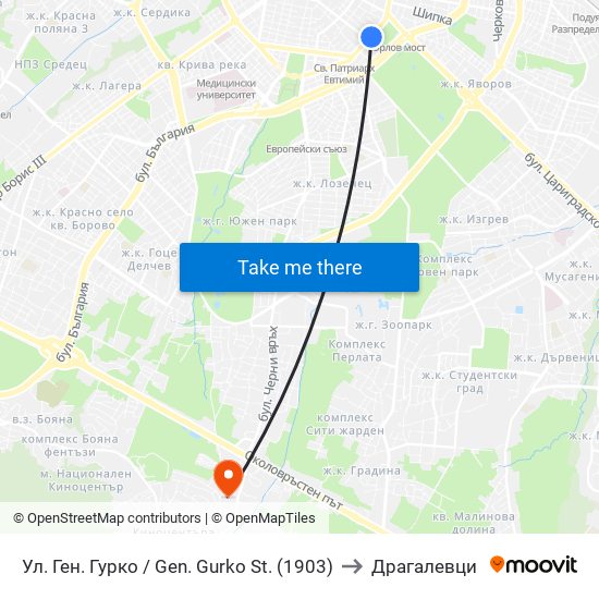 Ул. Ген. Гурко / Gen. Gurko St. (1903) to Драгалевци map
