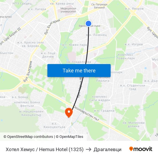Хотел Хемус / Hemus Hotel (1325) to Драгалевци map
