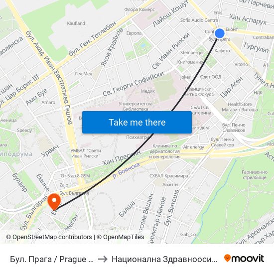 Бул. Прага / Prague Blvd. (0365) to Национална Здравноосигурителна Каса map