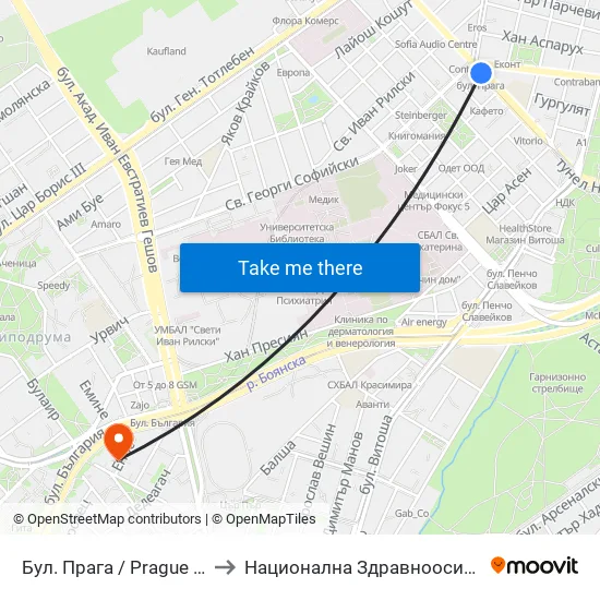 Бул. Прага / Prague Blvd. (0365) to Национална Здравноосигурителна Каса map