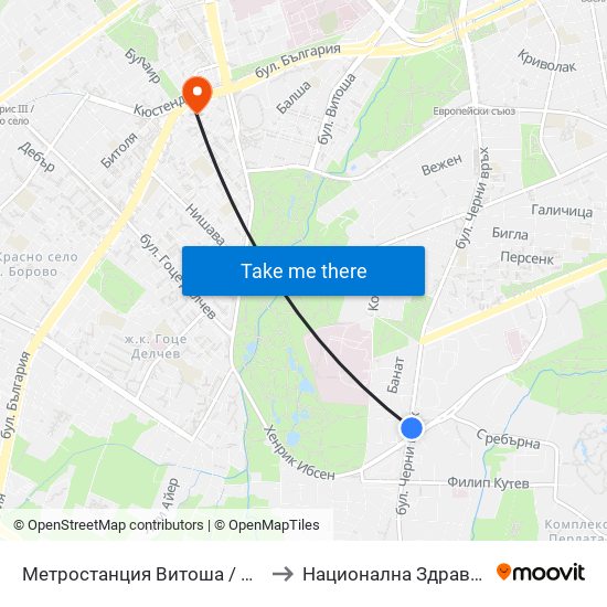 Метростанция Витоша / Vitosha Metro Station (2654) to Национална Здравноосигурителна Каса map