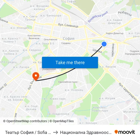 Театър София / Sofia Theatre (1727) to Национална Здравноосигурителна Каса map