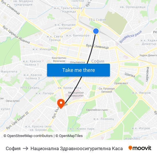 София to Национална Здравноосигурителна Каса map