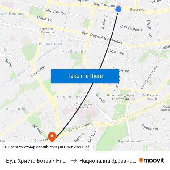 Бул. Христо Ботев / Hristo Botev Blvd. (0385) to Национална Здравноосигурителна Каса map