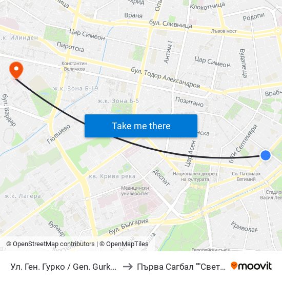Ул. Ген. Гурко / Gen. Gurko St. (1902) to Първа Сагбал ""Света София"" map