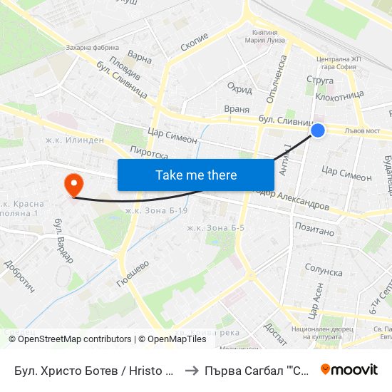 Бул. Христо Ботев / Hristo Botev Blvd. (0385) to Първа Сагбал ""Света София"" map