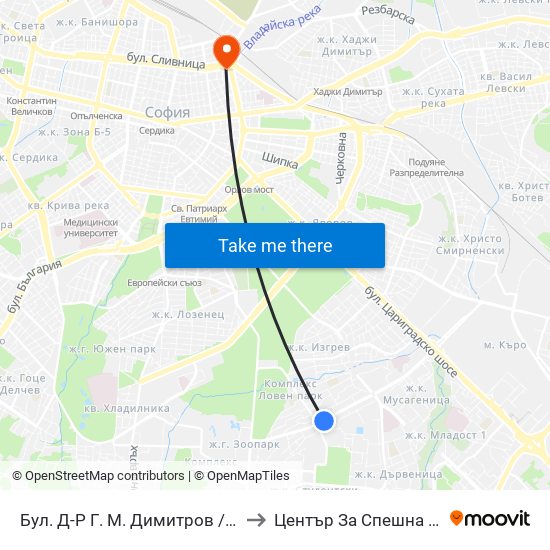 Бул. Д-Р Г. М. Димитров / G. M. Dimitrov Blvd. (0316) to Център За Спешна Медицинска Помощ map