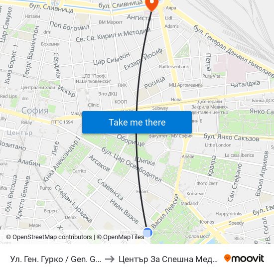 Ул. Ген. Гурко / Gen. Gurko St. (1903) to Център За Спешна Медицинска Помощ map