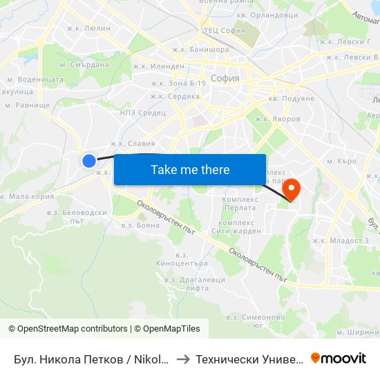 Бул. Никола Петков / Nikola Petkov Blvd. (0347) to Технически Университет - София map