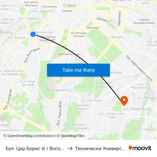 Бул. Цар Борис Ііі / Boris III Blvd. (0393) to Технически Университет - София map