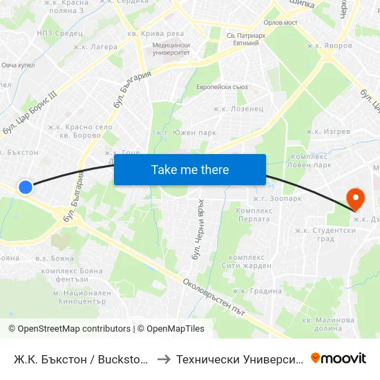 Ж.К. Бъкстон / Buckstone Qr. (0591) to Технически Университет - София map
