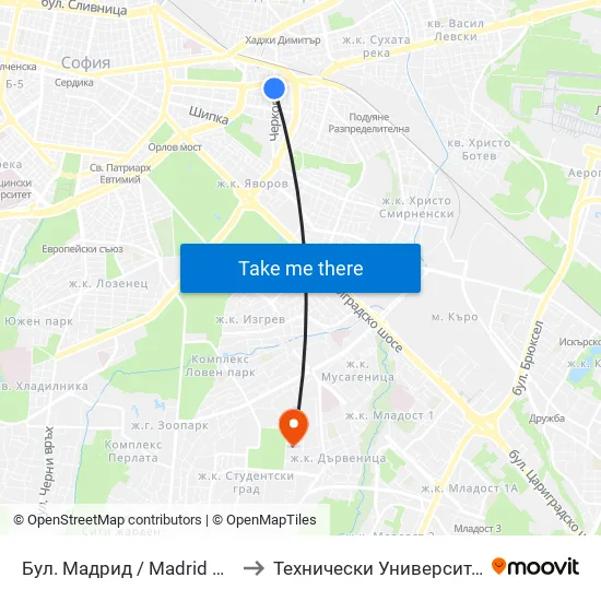 Бул. Мадрид / Madrid Blvd. (0337) to Технически Университет - София map