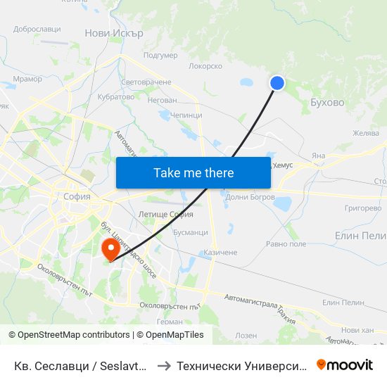 Кв. Сеславци / Seslavtsi Qr. (0897) to Технически Университет - София map