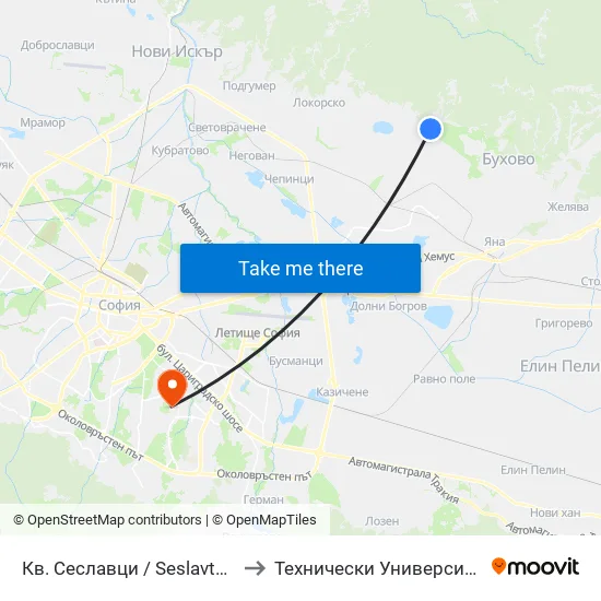 Кв. Сеславци / Seslavtsi Qr. (0897) to Технически Университет - София map