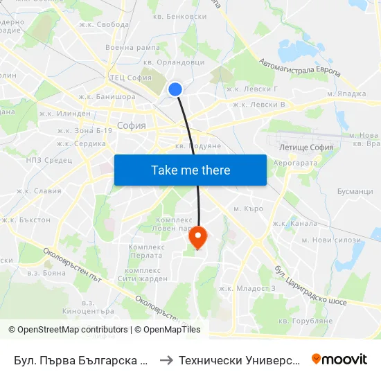 Бул. Първа Българска Армия (6382) to Технически Университет - София map